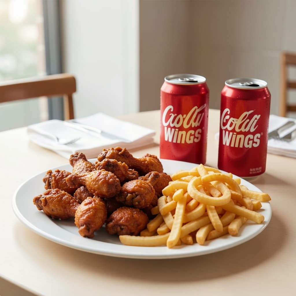 2. Traditional Wings, Curly Fires and 2 Soda Combo